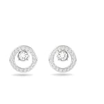 Swarovski Creativity stud earrings, Circle, White, Rhodium plated