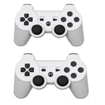 2 PCS Manettes PS3 ,Park double Manette de Jeu pour PS3 Bluetooth sans fil Contrôleur Double Vibration Blanc