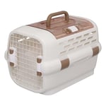 Iris Ohyama, Caisse, Panier, Sac de transport plastique(PP) pour chat, Deux portes amovibles à grille et fermeture sécurité, Deux lanières, L59.3 x P37.5 x H37 cm, PDPC-600, Blanc