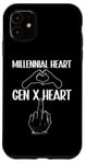 Coque pour iPhone 11 Millennials vs Gen X Heart Finger Humour