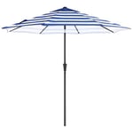 SONGMICS Parasol de Jardin Extérieur 2.65 m, 8 Baleines, Protection Solaire UPF 50plus, Inclinable Maniveille, sans Base, pour Terrasse, Piscine, Plage, Rayures Bleues et Blanches GPU009Q01