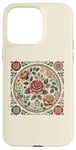 Coque pour iPhone 15 Pro Max Rose florale botanique, style bohème minimaliste, roses d'amour