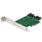 M.2 SSD-kortadapter (NGFF) med 3 portar - 1x PCIe (NVMe) M.2, 2x SATA III M.2 - PCIe 3.0