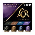 L'OR Espresso Favourites Variety Box Coffee Pods x40 (Pack of 5, Total 200 Capsules)