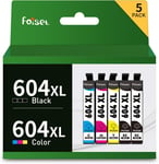 604 XL Cartouches d'encre compatibles pour Epson 604 604XL Multipack pour Expression Home XP-2200 XP-2205 XP-3200 XP-3205 XP-4200 XP-4205 Workforce WF-2910 WF-2930 WF-2935 WF-2950 (5-Pack)