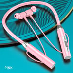 2022 Casque sans fil Bluetooth 5.0 Tour de cou Écouteurs Silicone Hifi Stéréo Sport Casque Halter Écouteurs magnétiques étanches-Rose