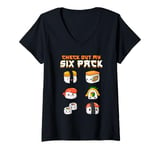 Womens Check Out My Six Pack Kawaii Sushi Japanese Funny Sushi Gym V-Neck T-Shirt