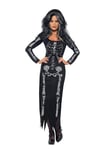 Smiffys Skeleton Costume, Black with Long Sleeved Tube Dress, Halloween Adult Fancy Dress, Skeleton Dress Up Costumes