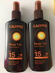 Calypso Deep Tanning Oil Spray with SPF15 2 x 200ml Sun Protection NEW