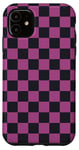 Coque pour iPhone 11 Motif damier noir et violet