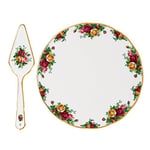 Royal Albert Old Country Roses Cake Plate & Server 29.5cm/11in White, Bone China, Multi