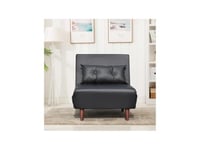 King of Dreams Fauteuil Convertible lit Une Place Tissu en Cuir PU Noir Facile à Nettoyer Dimension: 80 x 90 x 84 cm - Dimension lit: 80 x 190 x 28 cm