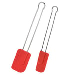 Westmark 2 Spatules de Cuisine et de Pâte avec Tête en Silicone, Longueur : env. 22,5 cm/28,5 cm, Grande, Silicone/acier inoxydable, Silicone, Rouge/argenté, 154622E7