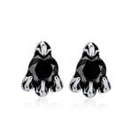 Boucles D'Oreilles Pour Femme Zircon Noir À Quatre Griffes, Boucles D'Oreilles En Acier Inoxydable Galvanisé, Création Poétique