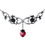 ALCHEMY INFINITE LOVE NECKLACE Black Roses Red Swarovski Heart Eternal Love Goth