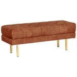 Banc en Velours Banquette de Lit Rembourré Glam Pouf Pieds en Métal Doré Rouge