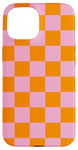 iPhone 15 Pink and Orange Checkered Checkerboard Square Pattern Case