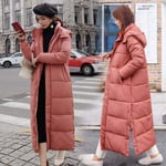 Doudoune Femme Nouveau Hiver Femmes Veste X-Long À Capuche Coton Rembourré Femme Manteau d'hiver Femmes Vêtements De Haute Qualité Chaud Parkas XL Corail Rouge