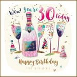 30th Birthday Card - Female Champagne - Strawberry Fizz Talking Pictures 3D NEW