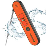 INKBIRD IHT-1P Meat Thermometer Food Thermometer,Instant Read Meat Thermometer Digital Probe with Rechargeable Backlight Hanging Calibration Foldable (Orange red)