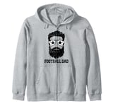 Football Dad Messy Hair Beard Football Player Dad Zip Hoodie