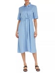 Tommy Hilfiger Shirt Elbow Length Sleeve Linen Dress, Vessel Blue