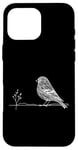 Coque pour iPhone 16 Pro Max Line Art Oiseau et Ornithologue Pin Siskin