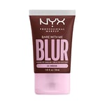 NYX Professional Makeup Fond de Teint Effet Flouté Bare With Me Blur, Couvrance Moyenne, Fini Mat Naturel, Niacinamide, Matcha & Glycérine, Hydratation Jusqu'A 12H, Teinte : Mocha (22)