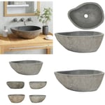 Vidaxl - Lavabo en pierre de rivière Ovale 37-46 cm - évier - éviers - Home & Living - Taupe