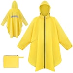 BTNEEU Poncho Pluie Imperméable Femme Cape de Pluie avec Capuche Zip Poncho Léger Réutilisable Manteau de Pluie Poncho Anti Pluie Veste de Pluie Homme pour Randonnée, Camping, Voyage, Cyclisme (Jaune)