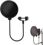 Microphone Filtre, Micro Écran Anti Vent, Microphone Pop Filter, Mic Dual Layer Sound Shield Wind Pop Screen Avec Un Bras Stabilisateur Flexible À Clip De Cygne À 360° Pour La Plupart Des Microphones