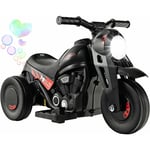 6V Moto Électrique Enfants avec Créateur de Bulles, Scooter Electrique Enfant avec Bouton de Musique et Pédale, Motif de Flamme, Phare led, Charge