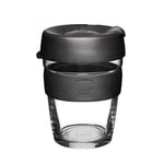 KeepCup Brew, Reusable Coffee Cup - Tempered Glass and Splashproof Sipper, M 12oz/340ml - Black