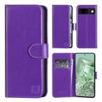 32nd Book Wallet PU Leather Case Cover for Google Pixel 8A, Flip Case With RFID Blocking Card Slots, Magnetic Closure and Built In Stand - Purple