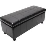 Banc banquette rembourrée coffre de rangement Kriens, cuir reconstitué, 112x45x45cm, noir