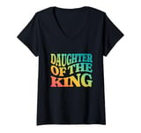 Womens Daughter of the King Faith Based Graphic Christian V-Neck T-Shirt