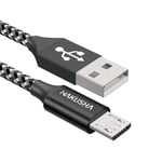 Câble Micro USB,[2M] 3A Charge Rapide Câble Android Durable Câble de Chargeur de Téléphone Mobile en Nylon pour Samsung S7/S6/S5/J5/J7,Huawei,Nokia,Nexus,Sony,Tablette,PS4,Kindle(Q499)