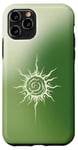 Coque pour iPhone 11 Pro Esthétique Vert Aura Soleil Étoiles Célestes Planète Astrologie