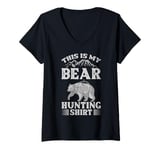 Womens Bear Hunting Funny Wildlife Animals Hunt V-Neck T-Shirt