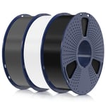 Filament PLA+ 1.75mm 3KG,Neatly Wound,Filament pour Imprimante 3D,Filament PLA Plus Résistant,Precisione Dimensionale+/-0.02mm,Bobina da 1kg (2.2 LBS) Noir+Blanc+Gris