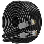 JARNHNG Câble Ethernet Cat 6 30m, Câble Internet Haute Vitesse 10gbps, Cordon de Raccordement Lan RJ45 Noir, Câble Ethernet Long Pour Jeux, Ordinateur, Télévision, Routeur, Modem, Bornier