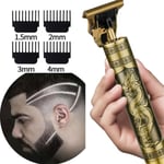 Elektrisk rakapparat Män Skäggtrimmer Hår Professionell finish Sladdlös Golden Dragon Retro T-Blade Barber Shop Present