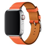 Apple Watch Series 5 44mm klockarmband i äkta läder med korsstruktur - Orange