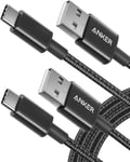 Anker USB-A to USB-C Charger Cable 2 Pack (6ft Nylon), 331 Cable, 6ft, Black