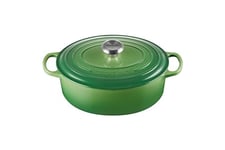 Le Creuset Signature 21178274082430 Cocotte en fonte ovale avec couvercle, Ø 27 cm, compatible avec tous les types de plaques de cuisson et induction, volume : 4,1 l, 4,425 kg, bambou