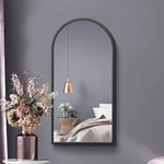 MirrorOutlet Grand Miroir Mural Moderne arqué en métal Noir : (80 cm x 40 cm) – Convient pour la Chambre, Le Salon, Le Dressing et Les espaces de Vie.