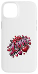 iPhone 14 Plus The Word Love surrounded By Hearts And Red Roses Case