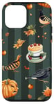 Coque pour iPhone 12 mini Décoration de Thanksgiving à rayures vertes - Citrouille et gâteau