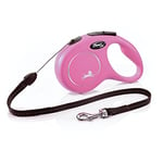 flexi Laisse rétractable Classique (Cordon), Ergonomique, Durable et sans nœuds, pour Chiens jusqu'à 11,8 kg, 4,9 m, Taille S, Rose