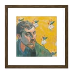 Paul Gauguin Self Portrait Les Miserables Cropped 8X8 Inch Square Wooden Framed Wall Art Print Picture with Mount